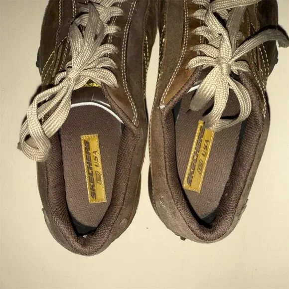 Skechers Unisex Brown Leather Athletic Shoes Size 10.5 Casual Sneaker - Picture 7 of 9
